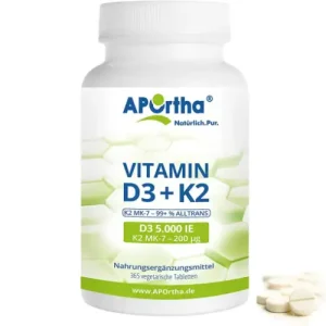 Produkte 186 APOrtha Vitamin D3 10.000 IE + Vitamin K2 MK-7 Cyclo® 200 µg – 365 Tabletten